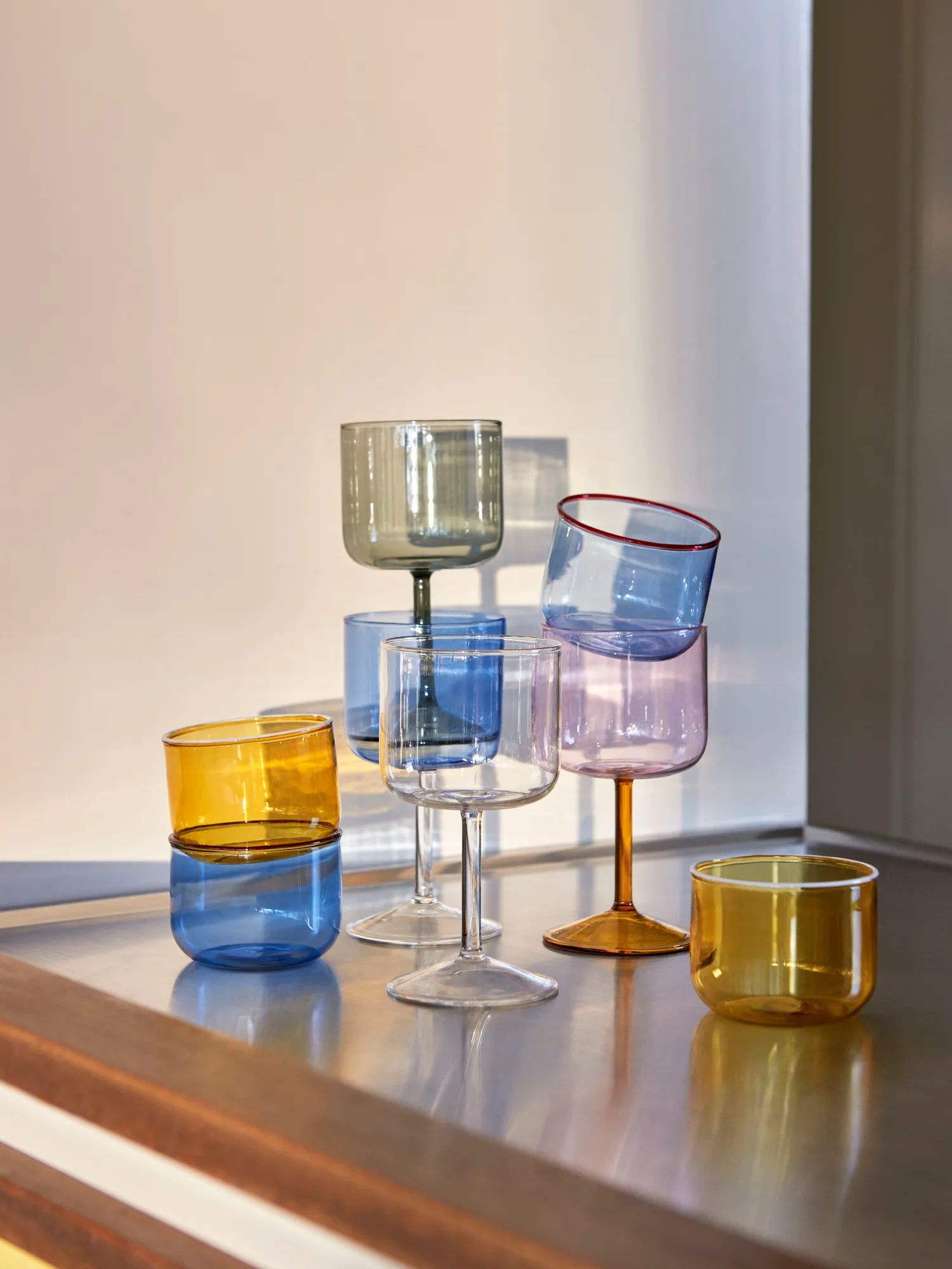 Verres à vin Tint Rose/Jaune
