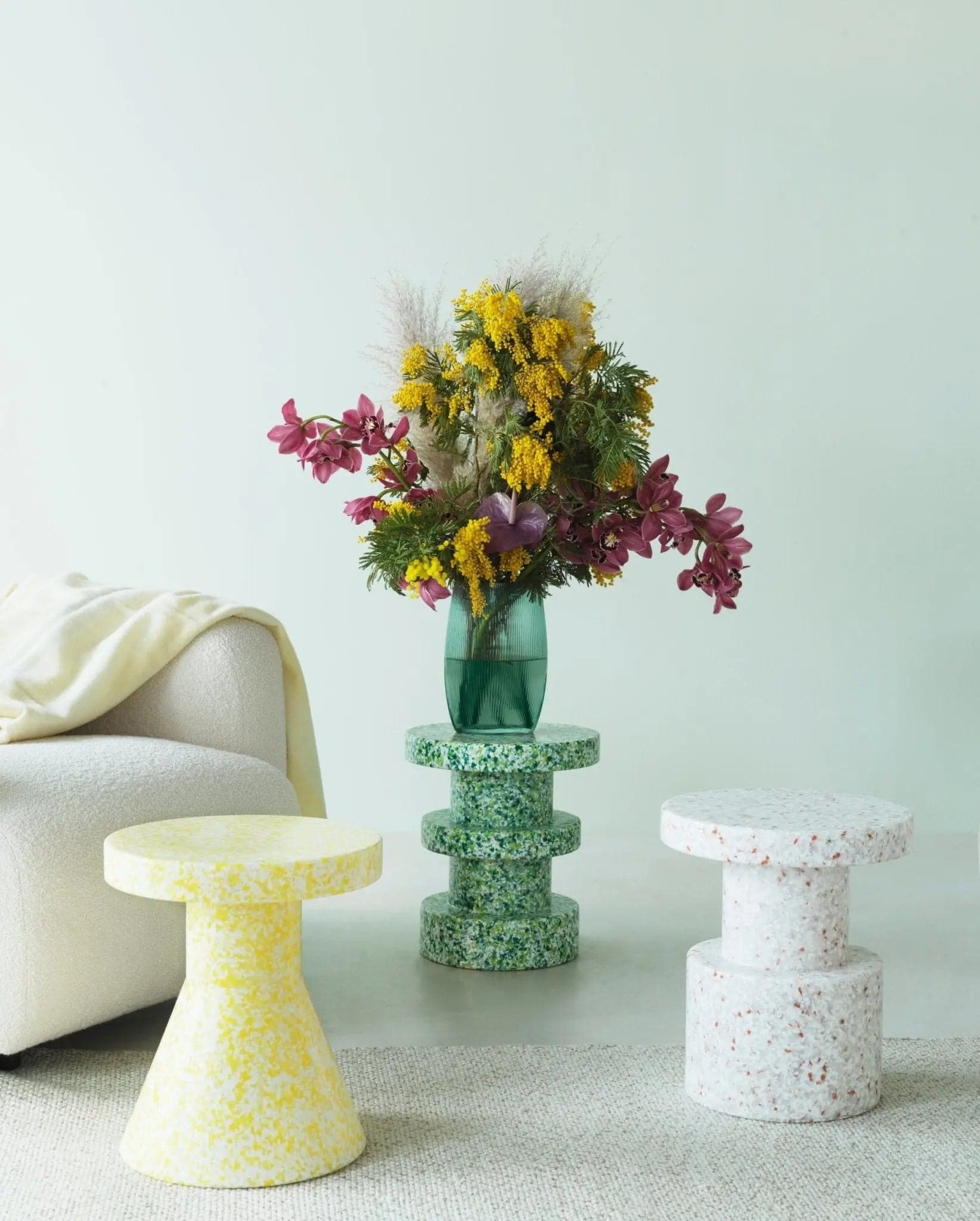 Tabouret Bit Stack vert en polyéthylène recyclé